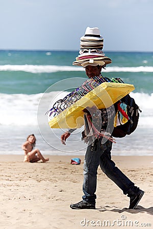 Peddler at the beach Editorial Stock Photo