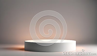 Pedestal for display,Platform for design,Blank product stand with light glow.3D rendering Stock Photo
