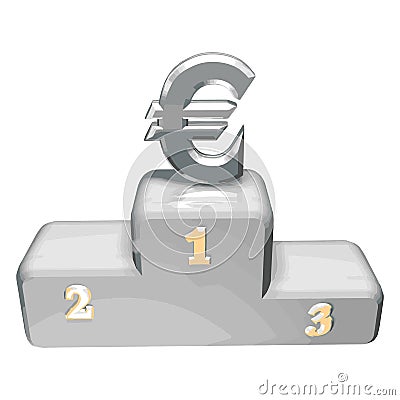 Pedestal with Euro currency. European currency. Vector illustration eps-10 Vector Illustration