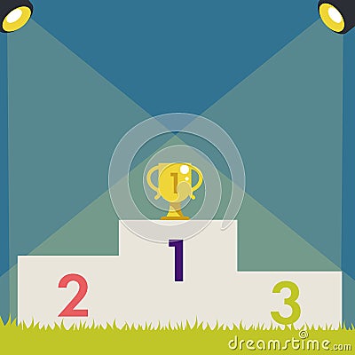 Pedestal with trophy cup. Vector illustration Vector Illustration