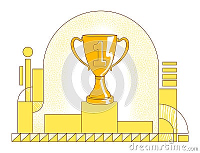 Pedestal with trophy flat silhouette vector illustration Vector Illustration