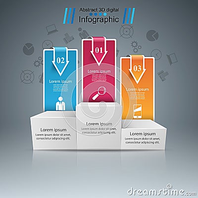 Pedestal for winners - business infographic. Vector Illustration