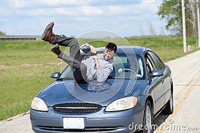 Pedestrian Being Hit By Car Stock Photo