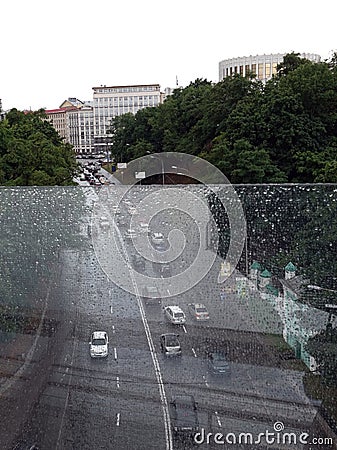 Pedestrian-bicycle bridge in the center of Kiev Editorial Stock Photo