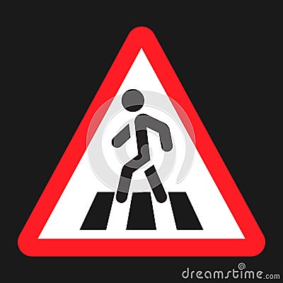 Pedestrian crossing and crosswalk sign flat icon Vector Illustration