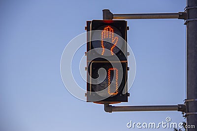 Pedestrian crossing light at 0 seconds Stock Photo