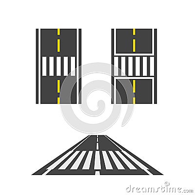 Pedestrian crossing on road top and perspective view vector illustration Vector Illustration