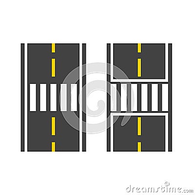 Pedestrian crossing on road vector illustration, crosswalk path, crossover Vector Illustration