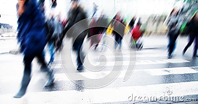 Pedestrian crossing rush. Stock Photo