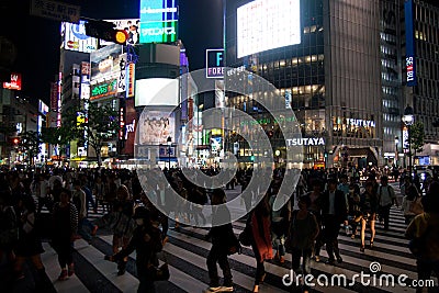 Pedestrian crossing, Shibuya Tokyo Editorial Stock Photo