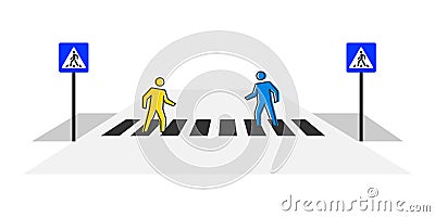 Pedestrian crossing vector illustration Vector Illustration
