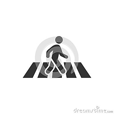 Pedestrian crosswalk icon in flat style. People walkway sign vector illustration on white isolated background. Navigation business Vector Illustration