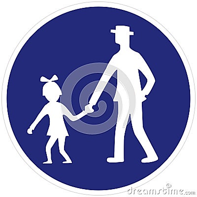 Pedestrian path, man and baby, traffic sign, vector icon Vector Illustration