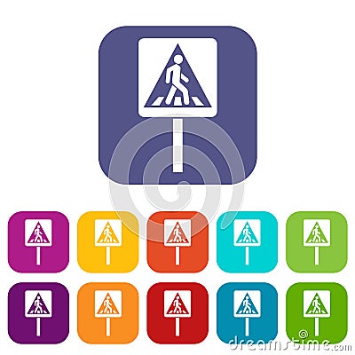 Pedestrian sign icons set Vector Illustration