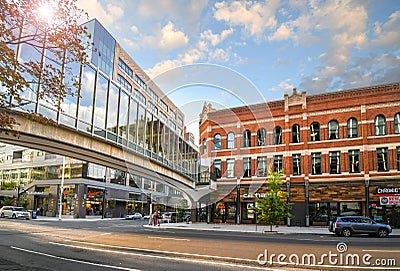 The pedestrian sky bridge in downtown Spokane, Washington, USA Editorial Stock Photo