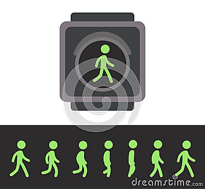 Pedestrian traffic light animation Vector Illustration