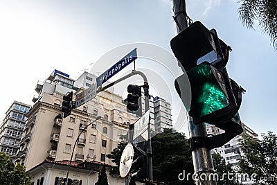 Pedestrian traffic light on the corners of Higienopolis and Angelica avenue Stock Photo