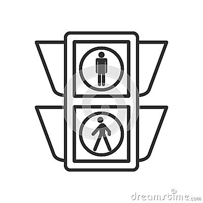 Pedestrian Traffic Light Outline Icon on White Vector Illustration