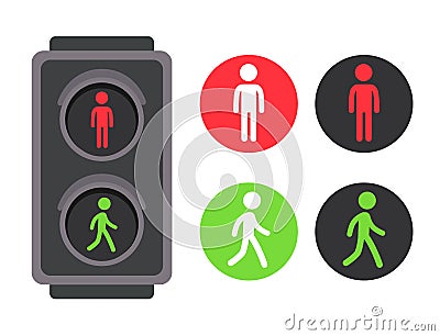 Pedestrian traffic light icons Vector Illustration