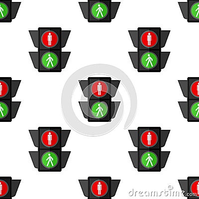 Pedestrian Traffic Light Seamless Pattern Vector Illustration