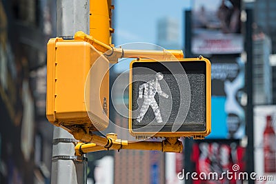 Pedestrian traffic walk light on New York City street Stock Photo