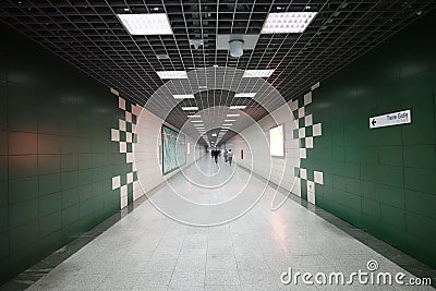 Pedestrian tunnel on the Golden Horn to the Mamaray subway under Editorial Stock Photo