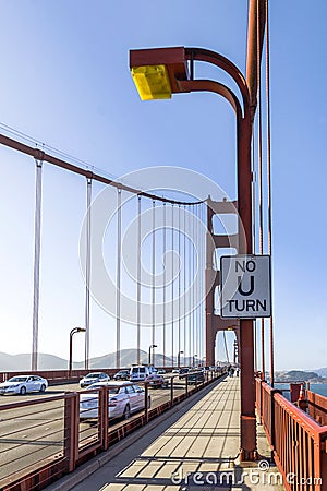 Pedestrian way at Golden Gate Bridge Editorial Stock Photo