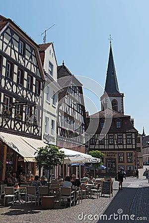 Pedestrian zone in the historic center of Lohr am Main, Germany Editorial Stock Photo