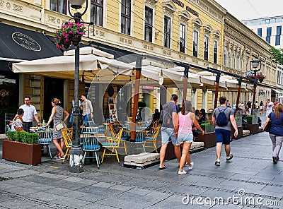 Pedestrians on Knez Mihailova Street, Belgrade, Serbia Editorial Stock Photo