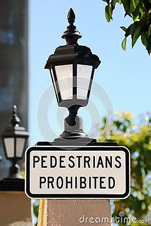 Pedestrians prohibited sign Stock Photo