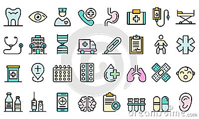 Pediatric clinic icons vector flat Vector Illustration