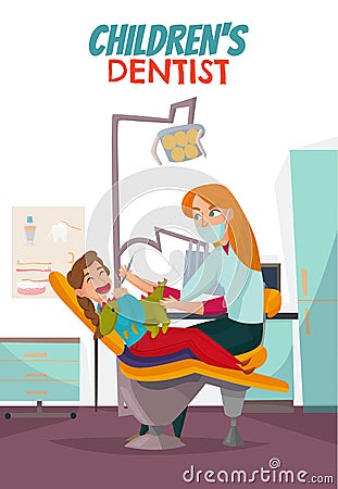 Pediatric Dentistry Composition Vector Illustration