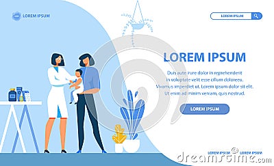 Pediatric Department Cartoon Design Landing Page Vector Illustration