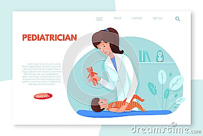 Pediatric department clinic service landing page Vector Illustration