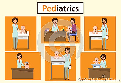 Pediatric Department. Pediatrician Consultation. Vector Illustration