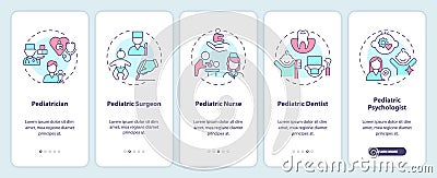 Pediatric department specialists onboarding mobile app screen Vector Illustration