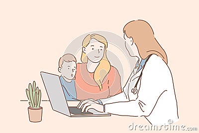 Visiting pediatrician concept Vector Illustration