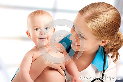 Pediatrician doctor and patient - small child Stock Photo