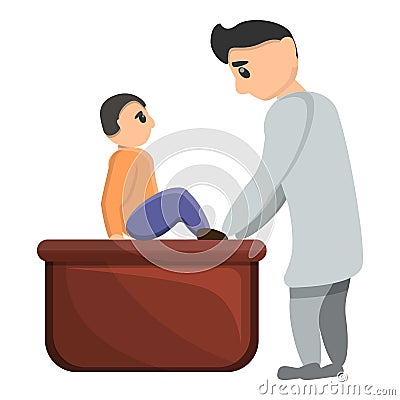 Pediatrician examine kid icon, cartoon style Vector Illustration