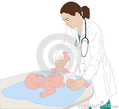 Pediatrician examining of baby illustration Vector Illustration