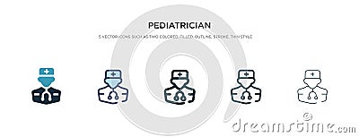 Pediatrician icon in different style vector illustration. two colored and black pediatrician vector icons designed in filled, Vector Illustration