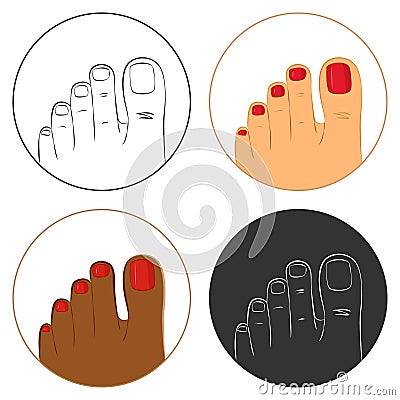 Pedicure and bodycare concept. Icon set Vector Illustration