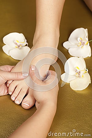 Pedicure on foot Stock Photo