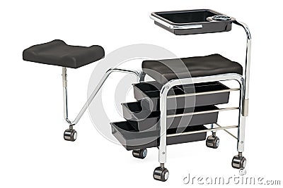 Pedicure, manicure trolley with foot stand. 3D rendering Stock Photo
