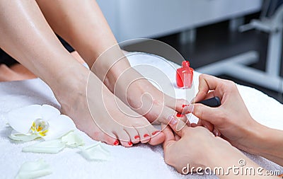 Pedicure in the spa salon Stock Photo