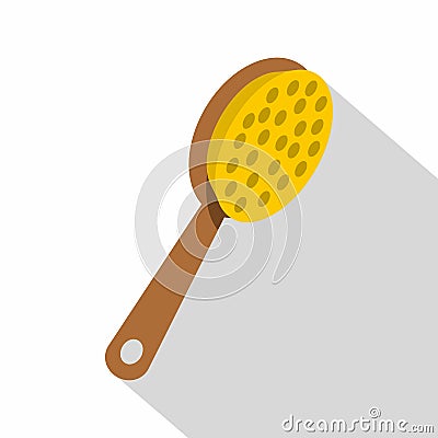 Pedicure tool with wooden handle icon, flat style Vector Illustration