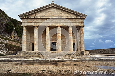 Pediment and columns of the church St.George Stock Photo