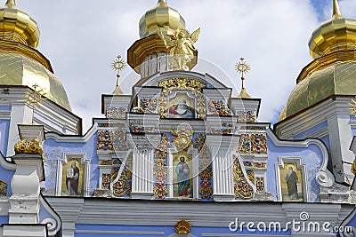 Pediment with frescoes of St. Michael's Cathedral Stock Photo