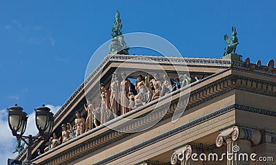 Pediment on Top of the Philadelphia Museum of Art Editorial Stock Photo