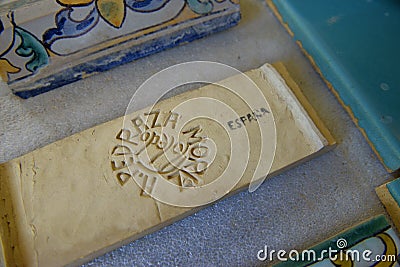 Pedraza Moriz tile from Spain, Scotty`s Castle, Death Valley, California Editorial Stock Photo